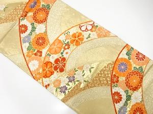 青海波に菊・八重梅・桜模様織出し袋帯